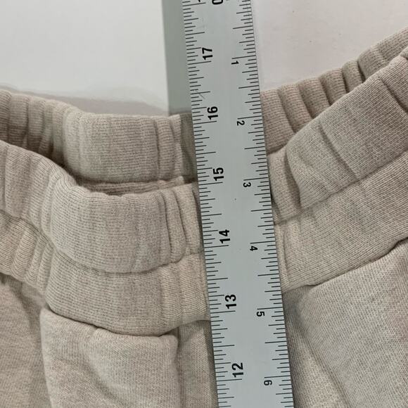 Taylor Jay S Pull On Wide Leg Cropped Sweatpants Lounge Culotte Beige - Picture 9 of 11